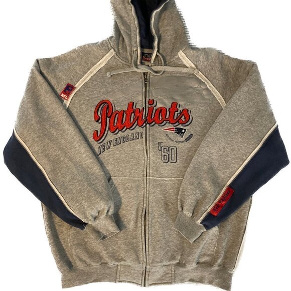 Throwback New England Patriots NFL Embroidered Hoodie Sweatshirt Size Large - Picture 1 of 8